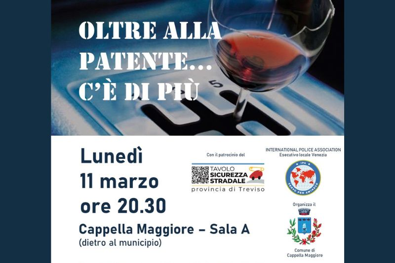 "Oltre alla patente...c'è di più", l'11 marzo serata informativa a Cappella Maggiore